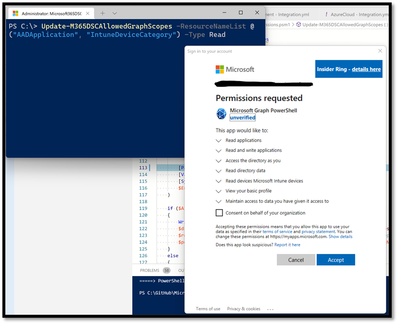 Consenting to requested Graph permissions