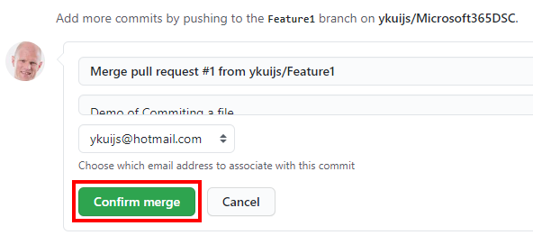 Confirm Merge in GitHub