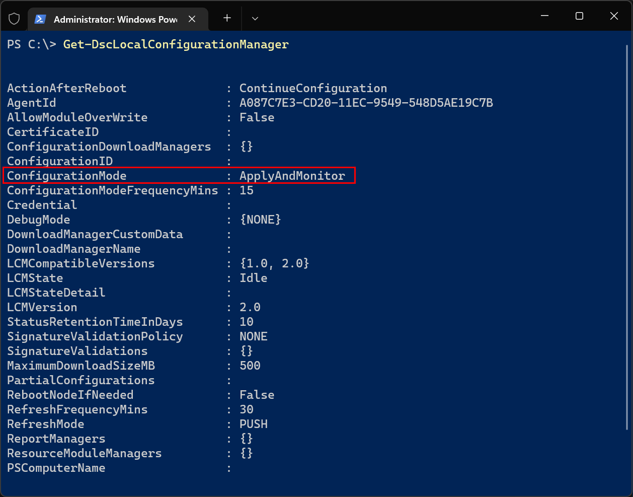 Local Configuration Manager Configuration Mode