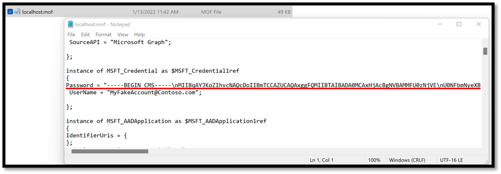 Example of MOF file with encrypted password