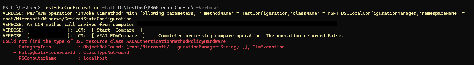 Test-DscConfiguration Failing With ScriptsToProcess