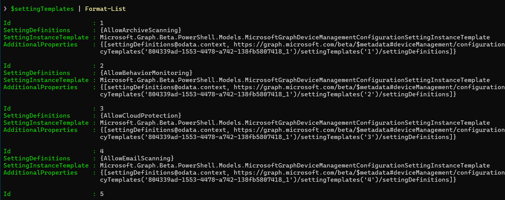 Settings Catalog Template Instance Templates
